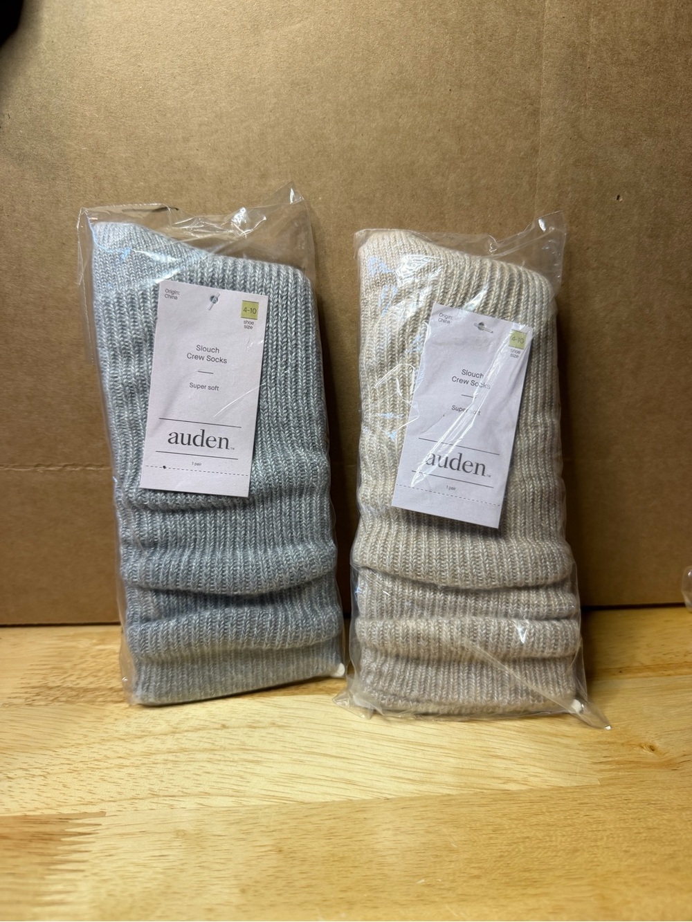 Auden Slouch Crew Socks Bundle- Light Gray & Cream